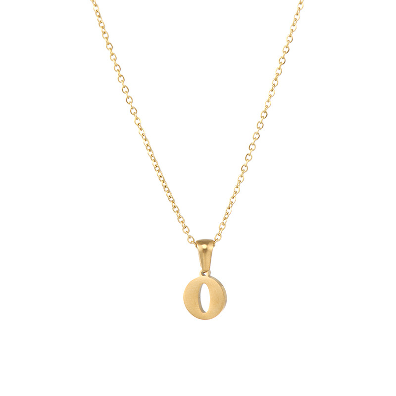 Gold color / 1 Piece Simple Series Simple Letter O Stainless Steel  Gold Color Women's Pendant Necklaces Picture15